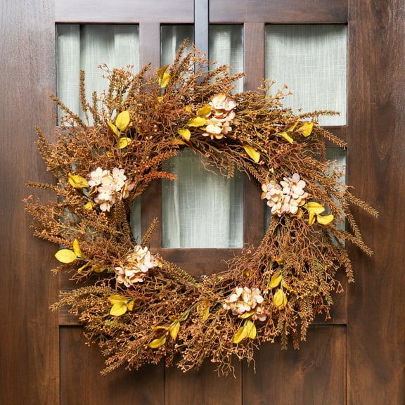 32" Brown Fall Grass Autumn Harvest Artificial Wreath - Unlit