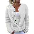 thumbnail image 2 of ZQGJB Floral Pattern Print Open Front Cardigan Sweaters for Women Plus Size Fall Winter Long Sleeve Cable Knit Hollow out Button Down Jacket Tops Loose Overszied Baggy Outwear Coat Multicolor#16 XXL, 2 of 4