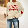 thumbnail image 4 of RKSTN Sweat-Shirt pour Femmes 2024 Saint-Valentin Imprimé Cœur Couleur Unie Col Rond Manches Longues Coupe Ample Blouse Tops, 4 of 6