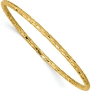 SWEET PEA JEWELLERY 10K Yellow Gold Polished Textured Slip-On Bangle Bracelet (Width 3) (Length 8) - Jbsp