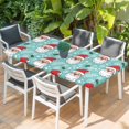 thumbnail image 2 of Merry Christmas Table Cloths for 5 Foot Rectangle Tables, Santa Claus Xmas Winter Leaves Snowflake Blue Patio Waterproof Elastic Fitted Tablecloths, Washable Rectangular Table Cover for Camping, 2 of 8