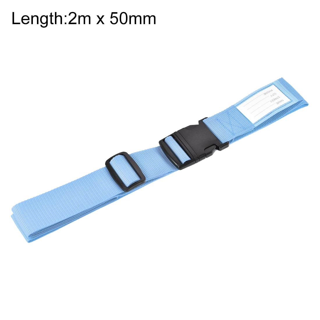 Unique Bargains Luggage Straps Belts with Buckle Label Adjustable Bag Packing Accessories Sky Blue