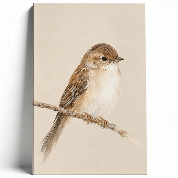 Watercolor Sparrow Bird Wall Art Canvas, Bird Art Wall Decor for Bedroom, Soft Nature Themed Wall Decor, Ready to Hang 12×18