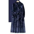 thumbnail image 6 of Womens Fluffy Robes Warm Flannel Terrycloth Bathrobe Spa Shawl Collar Plush Unisex Bath Robe Fuzzy Pajamas, Navy, M, 6 of 7