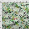 thumbnail image 5 of Soimoi Watercolor Floral Printed, Japan Crepe SatinFabric, by The Yard 54 Inch Wide, Decorative Sewing Fabric for Dresses Kimonos Gowns, Pear Green, 5 of 5