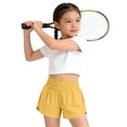 thumbnail image 6 of Sahpxhe Girls Athletic Running Shorts High Waist Elastic Waist Kids Loose Comfy Casual Sports Shorts Yellow 14-15Years, 6 of 8