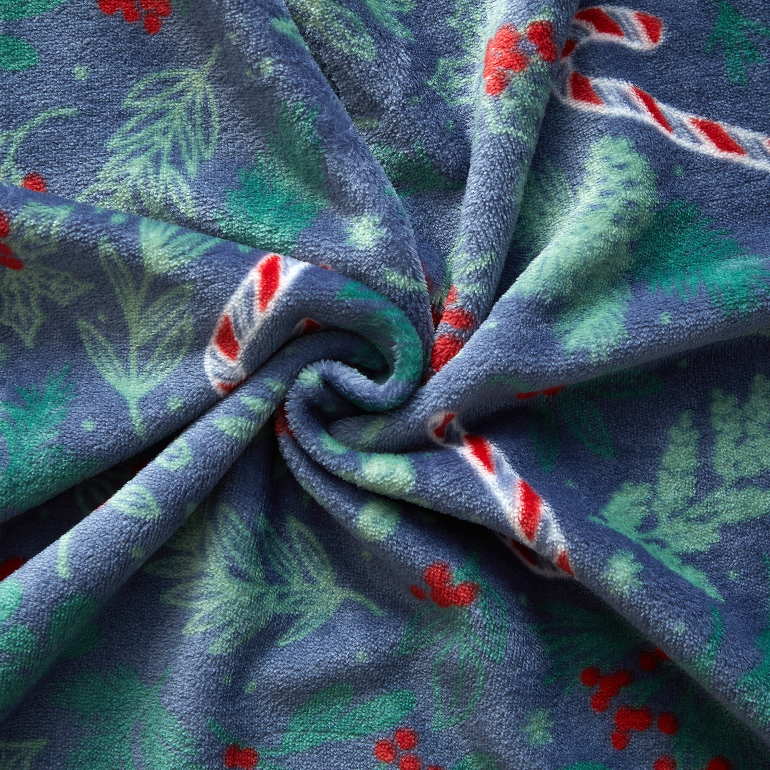 Holiday Time Cozy Christmas Plush Candy Cane Overized Throw Blanket, 50"x70"