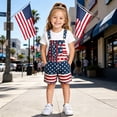 thumbnail image 2 of Tisuna Boys And Girls July 4Th Overalls Kids Star Striped Print Sleeveless Romper Stylish Fit American Celebrate 250 Years Birthday Patriotic Jumpsuit Navy Size 4-5 Years, 2 of 7