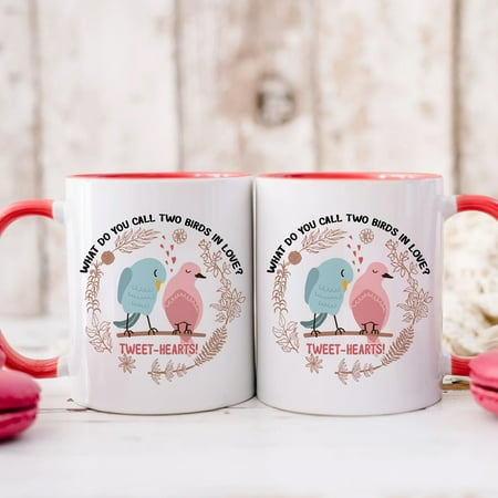 

Familyloveshop LLC Valentine Mug Tweet hearts Valentine Mug Birds Valentines Mug What do you call two birds in love Mug Valentine day Mug