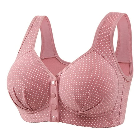 Fsqjgq Plus Size Front Closure Bras for Women Elderly Mother s Underwear Cotton Bralettes Full Coverage Push Up Sports Bra Comfort Soft Everyday Bras 44