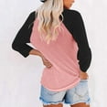thumbnail image 4 of Plebaso Chemises à Manches 3/4 pour Femmes Col Rond Tops à Blocs de Couleur Décontractés Tee Blouses Amples pour Femmes, 4 of 4