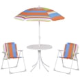 thumbnail image 2 of Outsunny Kids Folding Table and Chairs Set  for Outdoor Garden Patio Backyard with Removable & Height Adjustable Sun Umbrella, Multi, 2 of 9