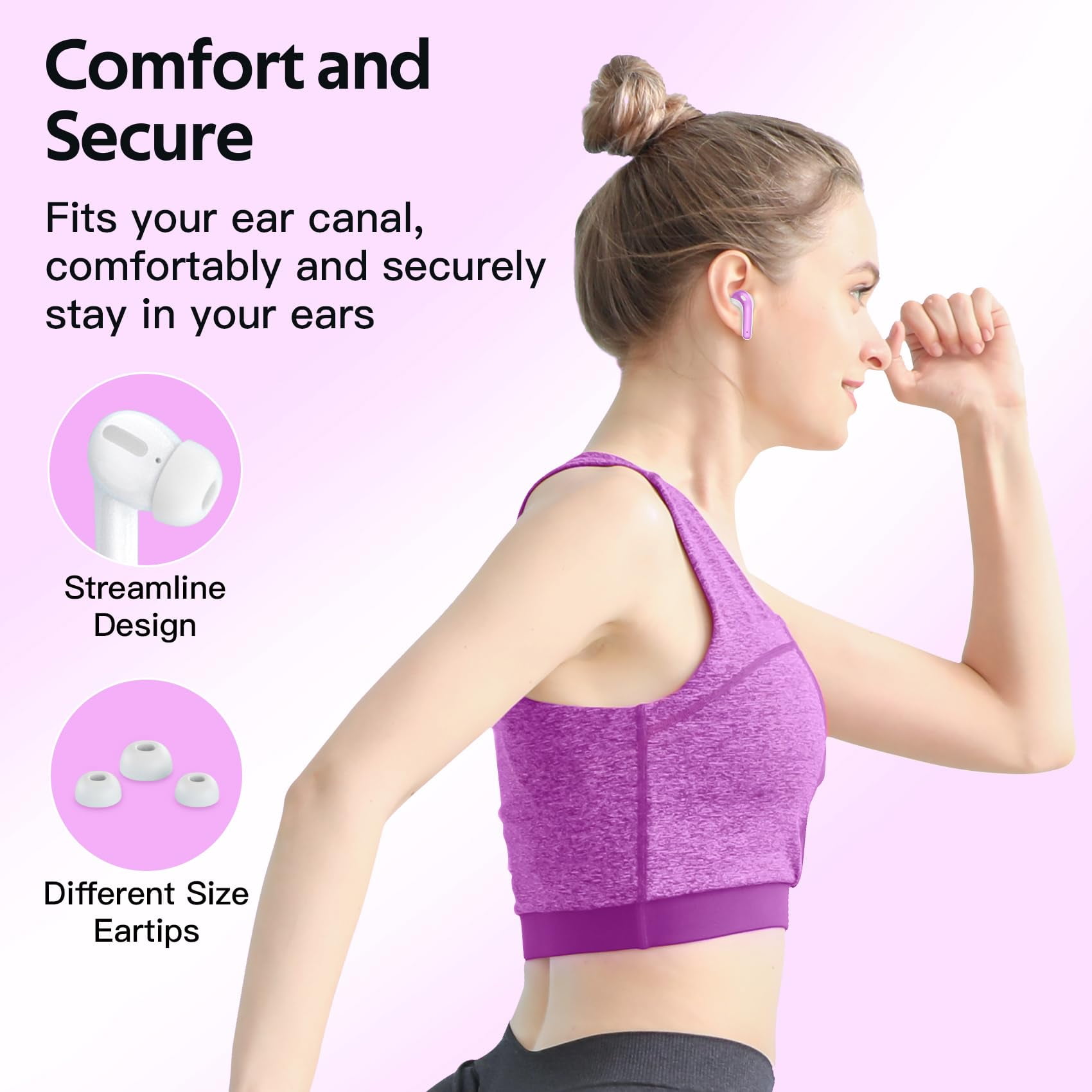 TAGRY Bluetooth Headphones True Wireless Earbuds 60H Playback LED Power Display Earphones with Wireless Charging Case IPX5 Waterproof in-Ear Ear buds with Mic for TV Smart Phone Laptop Computer