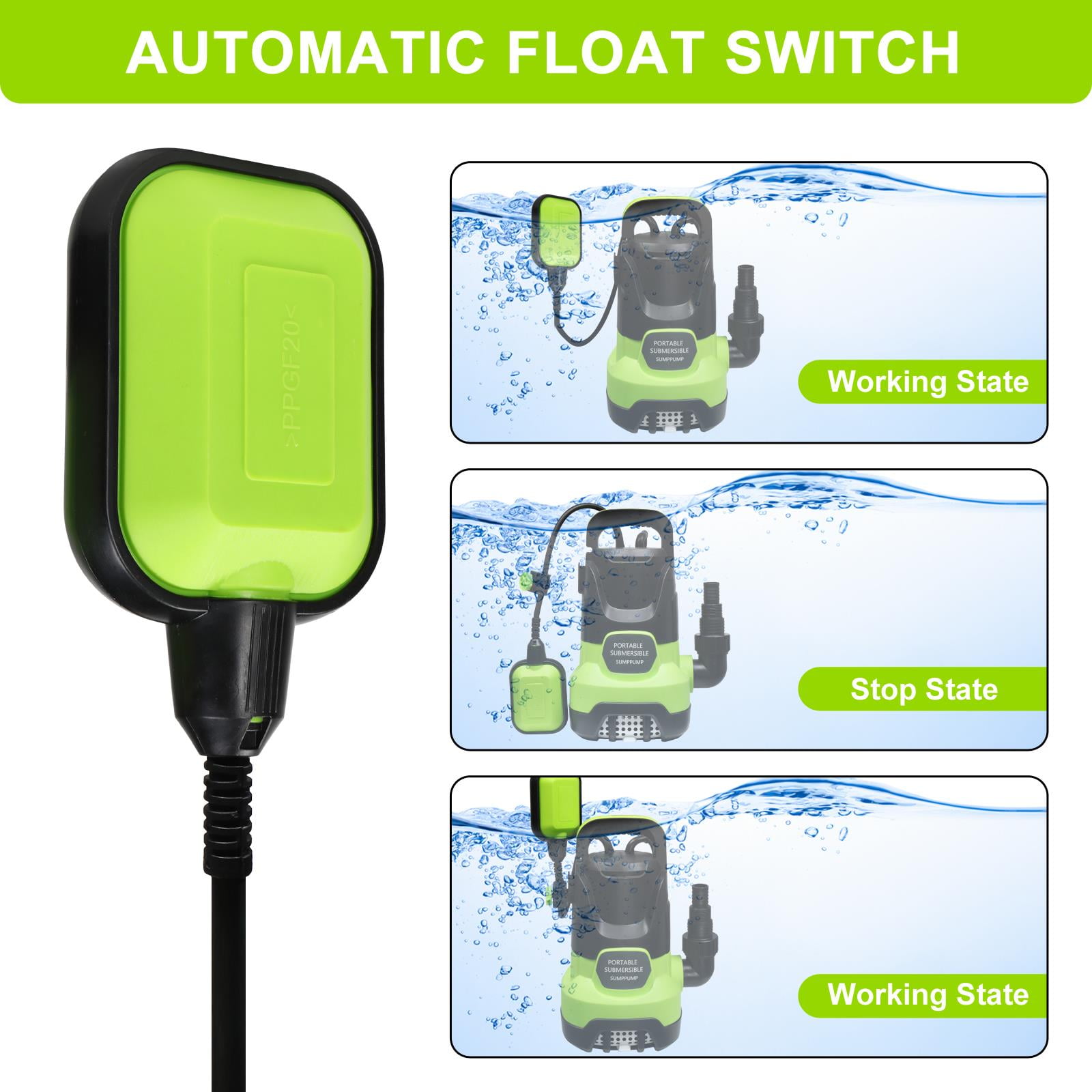 BaytoCare Sump Pump, 3500 GPH 1HP Submersible Clean/Dirty Water Pump