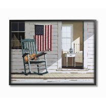 Stupell Industries Americana Porch Rocker with Guitar Painting Designed by Zhen-Huan Lu
