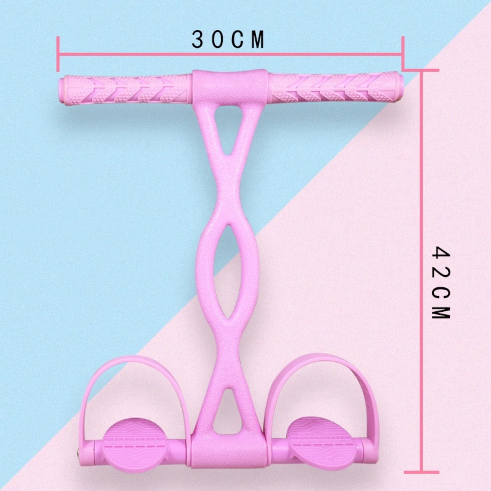 QIUXUJ-16.54 Inch Sit-Up Assist Trainer, Foot Pedal Resistance Band with Handles, Elastic Exercise Tool for Home Gym, Yoga, Workout (Pink)