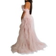 thumbnail image 6 of Oplxuo Women's Sexy Strapless Tulle Maxi Dress with Slit, Mesh See Through Corset Tube Sheer Cocktail Party Dresses, 6 of 6