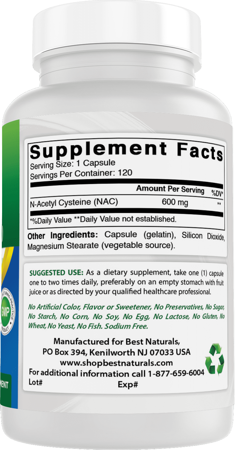 3 Pack Best Naturals NAC (N-Acetyl Cysteine) 600 mg 120 Capsules