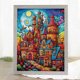 thumbnail image 4 of Hilo de bordar de algodón ecológico completo, estampado de 16CT, punto de cruz de Castillo colorido, 40x55cm, 4 of 9