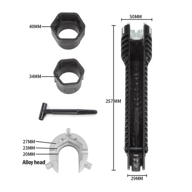 Black Faucet and Sink Installer Multi tool Pipe Wrench For Plumbers/Homeowners
