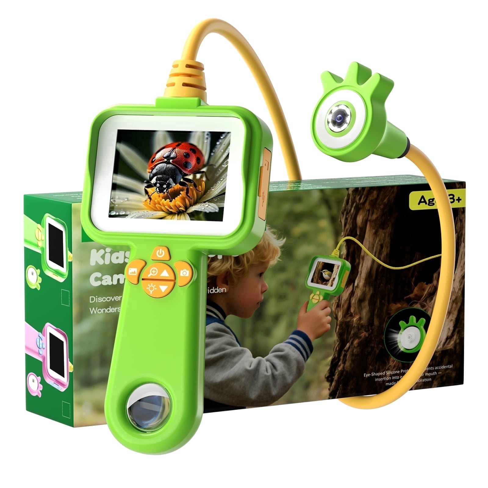 Askmuse Kids Borescope Camera with Light, Independent STEM Exploration Toy, 1080P HD Kids Endoscope with Built-In Display, Outdoor Science Toy and Microscope for Kids, Waterproof Snake Camera Gift