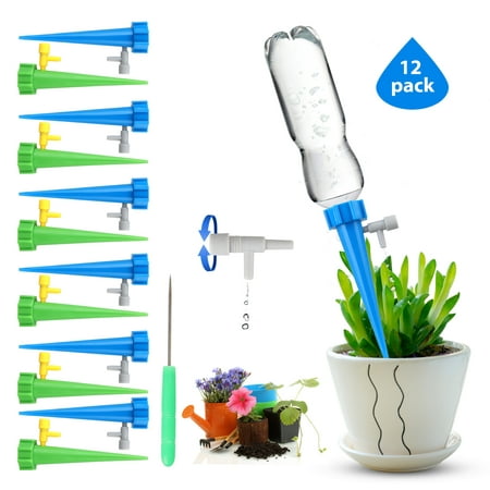Plants Automatic Watering Spikes Self Watering Devices Drippers For Potted Plant Flower Indoor Outdoor, Slow Release Control Valve Irrigation System Waterer for Holiday Vocation Garden Lawn 12