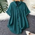 thumbnail image 2 of XuJwPNcy Button Down Shirts for Women Short Sleeve Lapel Tops Comfy Chino T Shirts Basic Tunic Summer Tees with Pocket, 2 of 6