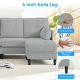 thumbnail image 2 of Puremind U Shaped Sofa with 2 Movable Ottomans, Corduroy Modular Sectional Couch for Living Room/Apartment, Light Grey, 2 of 8