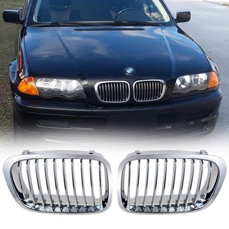 Glossy Black Front Hood Kidney Grille For BMW E90/E91 2005-2008 - Diamond Meteor Style