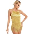 thumbnail image 3 of YiZYiF Womens Shiny Sequins Dance Leotard Backless Tassels Latin Jazz Dance Costume, 3 of 7