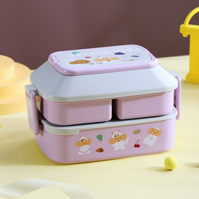 Dvkptbk Lunch Box Double-Layer Compartmented Lunch Box Student Insulated Lunch Box Microwave Portable Portable Compartmented Lunch Box Back to School Gifts