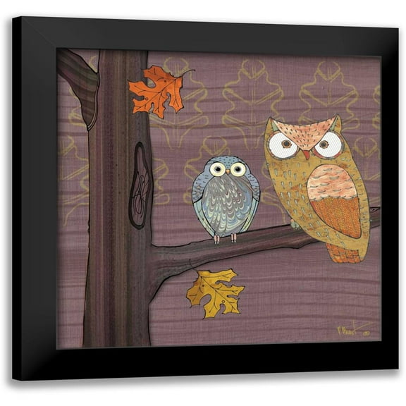 Brent, Paul 12x12 Black Modern Framed Museum Art Print Titled - Awesome Owls IV