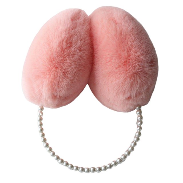 CSChome Cache-Oreilles d'Hiver pour Filles - Mignon Couleur Unie Peluche Chaude Fausses Perles