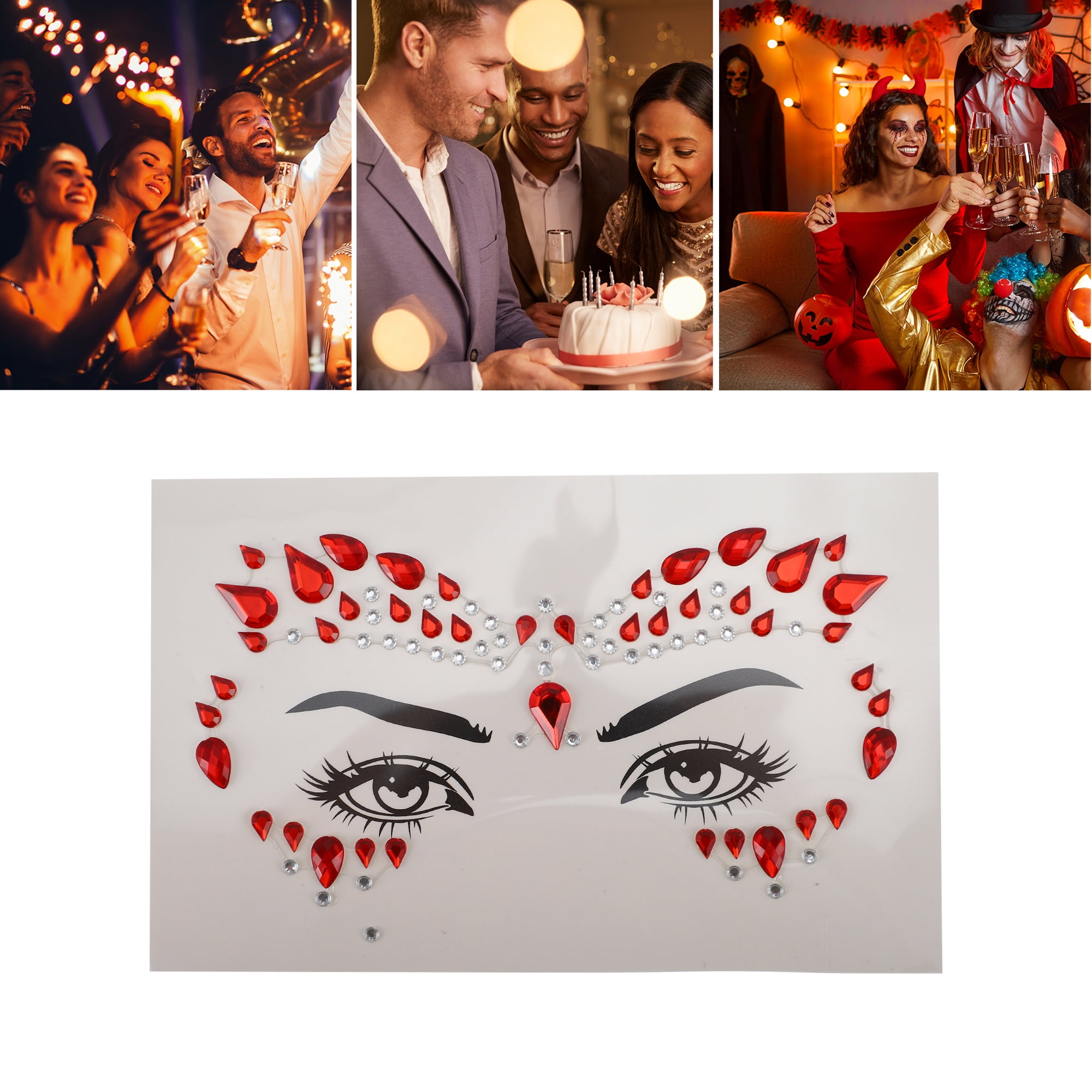 NOMADIC NOOK Eye-catching Face Stickers 4 Pcs Pink Red