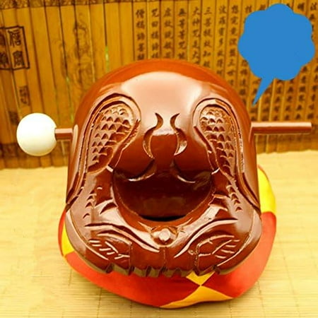 Buddhist Camphorwood Wooden Fish Temple Block Zen Drum with Mat 4 inch