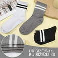 thumbnail image 6 of Womens White Crew Socks 6 Pair Striped Trim Casual Crew Socks Mid Calf Ankle Sock Vintage Retro Gym Running, 6 of 10