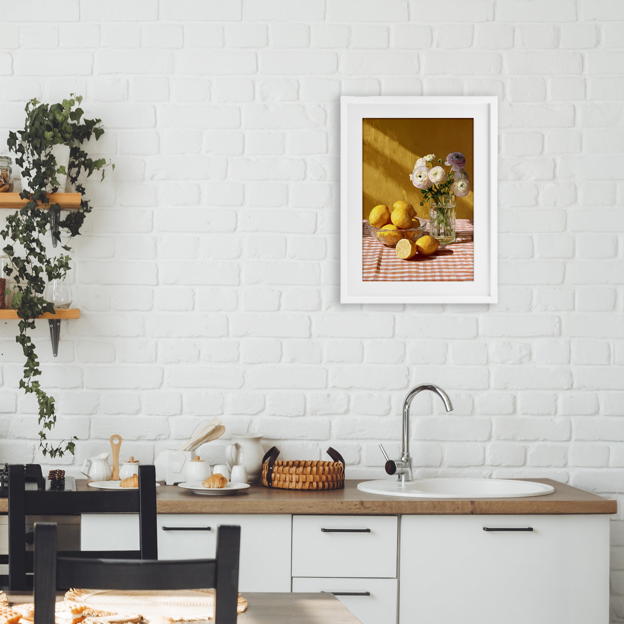 Stupell Industries Lemony Breakfast Arrangement White Framed Print Under Glass, design by Petal Prints Design