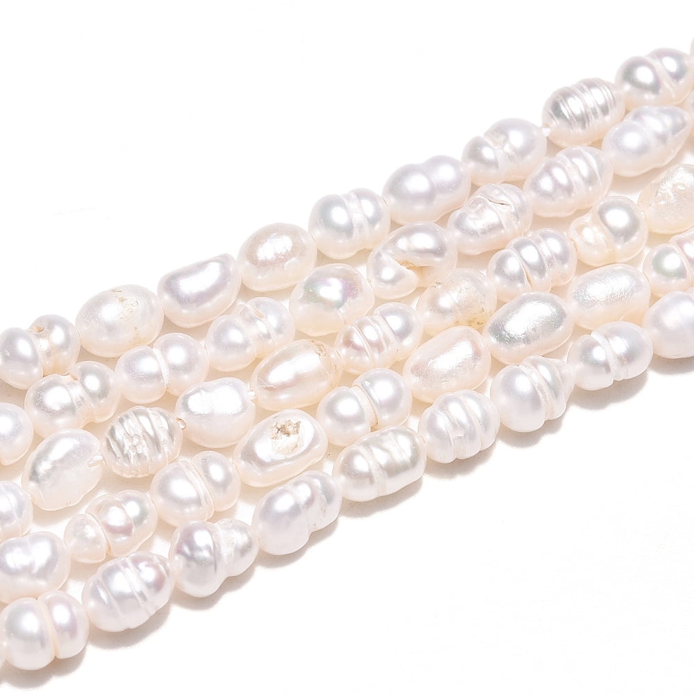 6 Strand Natural Cultured Freshwater Pearl Beads Strands Rice Creamy White 4~6x3~4mm Hole: 0.5mm about 35~36pcs/strand 6.69~6.89''(17~17.5cm)