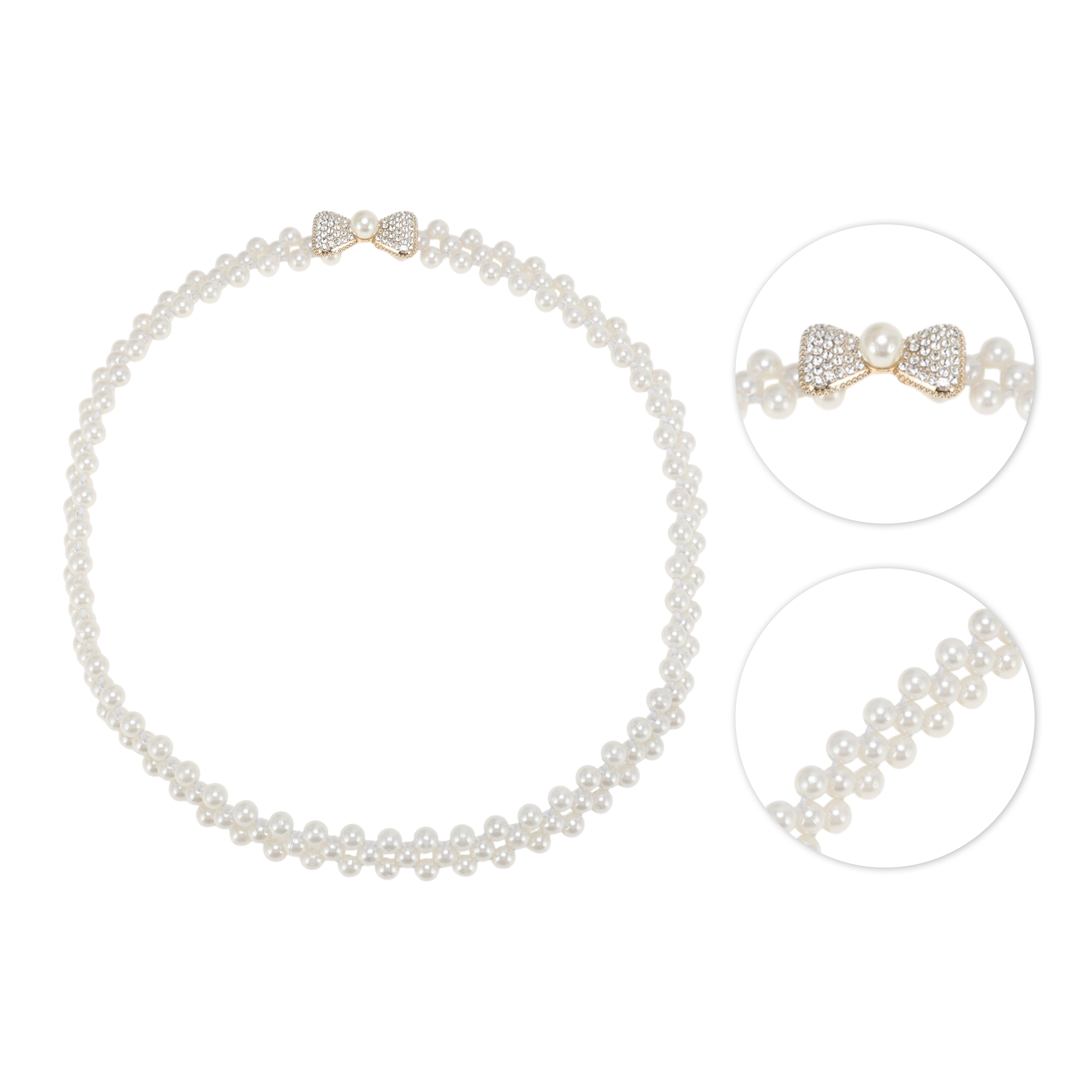 Unique Bargains Stylish Adjustable Waist Belt in Beige for Everyday Wear [Pearl Bow-knot]