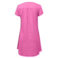 thumbnail image 3 of CHOK Robes pour Femmes en Coton et Lin à Manches Courtes Décontractées d'Été à Col en V Coupe Ample Droite Douce Midi Robe Douce, 3 of 4