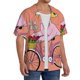 thumbnail image 2 of Fotbe Flamingo Riding a Bicycle Camisa Estampada de Manga Corta para Hombre, Casual de Verano, Estilo Playero, Sin Arrugas-4X-Large, 2 of 5