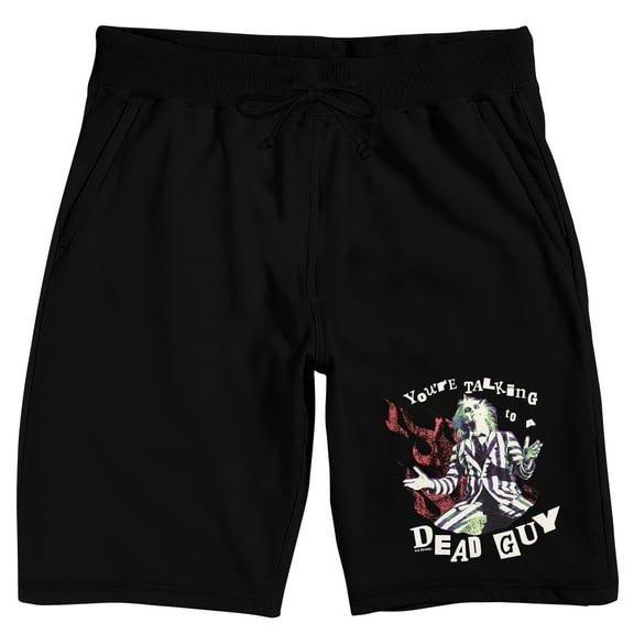 Beetlejuice "You're Talking To A Dead Guy" Men's Black Sleep Pajama Shorts-Medium