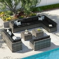 thumbnail image 5 of Clouddwell 14 Piece Patio Furniture Set Wicker Rattan Patio Conversation Set Outdoor Sectional Sofa Set with Coffee Table and Black Cushions(Waterproof Cover Included), 5 of 6