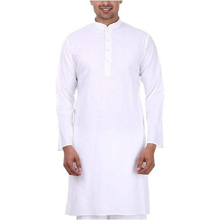 

Royal Men s White 100% Pure Cotton Knee Length Long Kurta