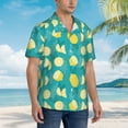 thumbnail image 3 of Logiee Lemon Blue Print Mens Hawaiian Shirts,Loose-Fit Short Sleeve Button Down Tropical Aloha Beach Shirt,Summer Vacation Wedding Tops,Large, 3 of 7