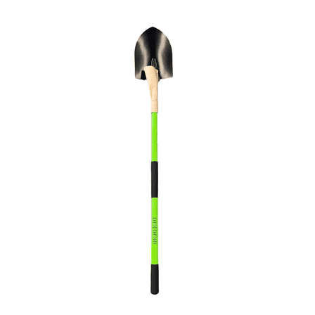 Round Point Shovel with Green Fiberglass Handle and Manganese Steel Blade