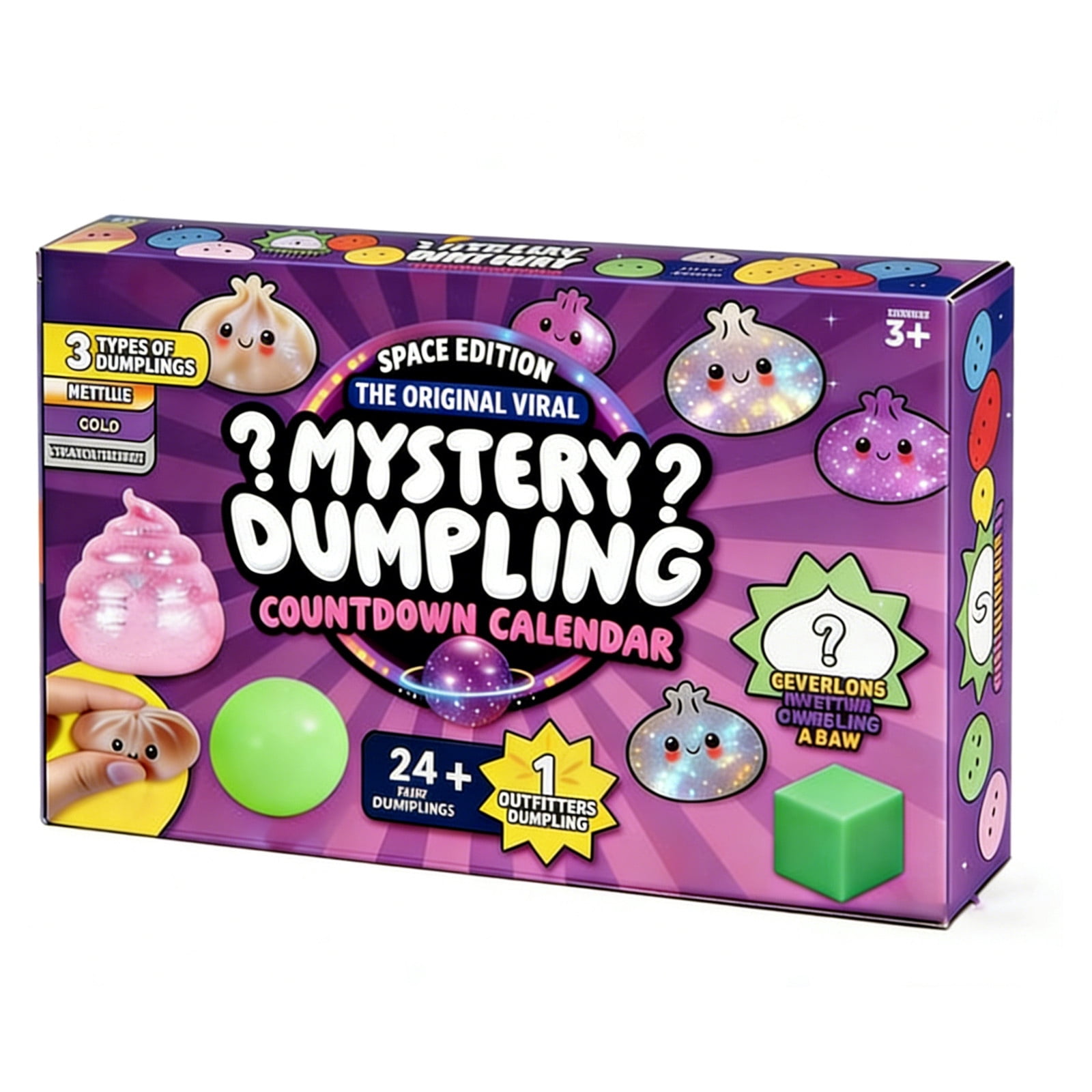 Dumpling Advent Calendar 24+1 Surprise, Space Edition Squishy Toys for Kids, Christmas Countdown Fidget Set, Net Texture Cold Touch Glitter Sensory Toy, Stress Relief Gift for Boys Girls