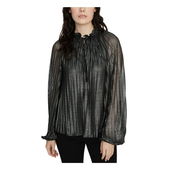 SANCTUARY $99 Womens New Black Glitter Long Sleeve Blouse L B B