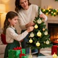 thumbnail image 5 of Mini Christmas Ornaments Gold Hanging Bulbs, 2.5 Inch Holiday Tree Decor for Mini Trees and Seasonal Home Displays, 5 of 6