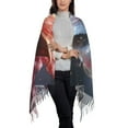 thumbnail image 3 of Cauagu Cute Red And White Elf Print Women Wrap Shawl tassels Scarves Retro Scarf 77.6"X28.3", 3 of 8